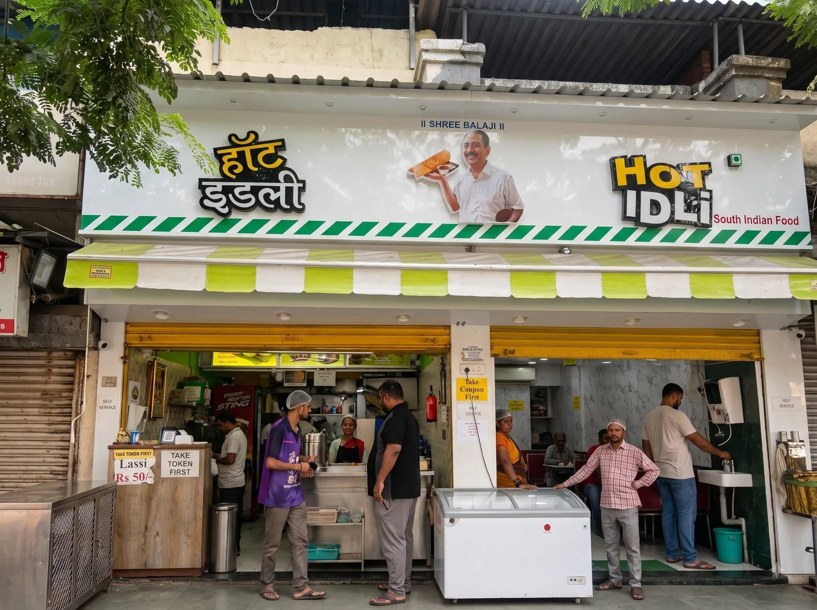 Shree Balaji HotIdli storefront with fresh idli and dosa service